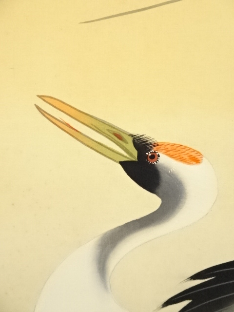 道具 ] - 道具 瑞雲筆 旭日双鶴 肉筆絹本掛軸（共箱） | ネット